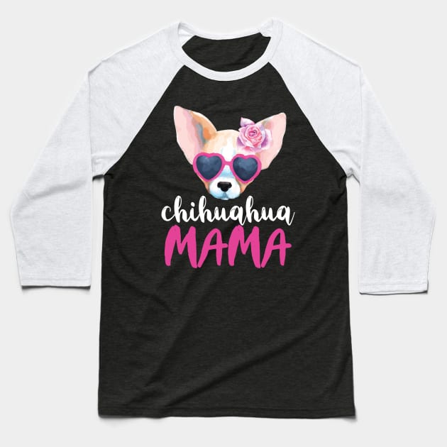 Chihuahua Mama Cute Dog Mom Watercolor Graphic Baseball T-Shirt by Pennelli Studio